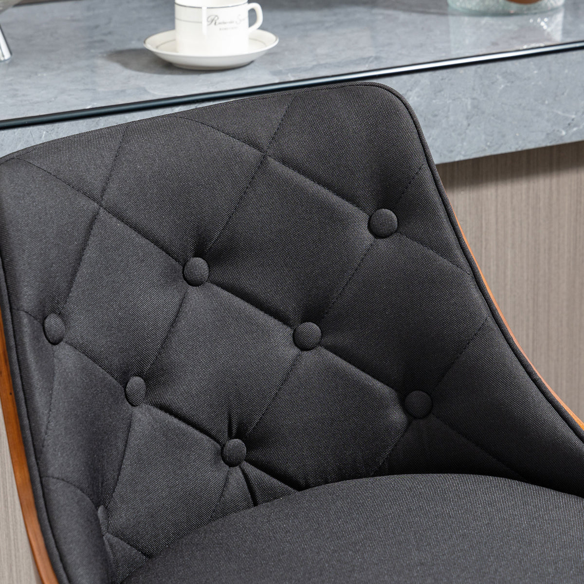 Lot de 2 tabourets de bar réglable en hauteur rotatif sur 360° avec repose-pieds, tissu capitonné-6