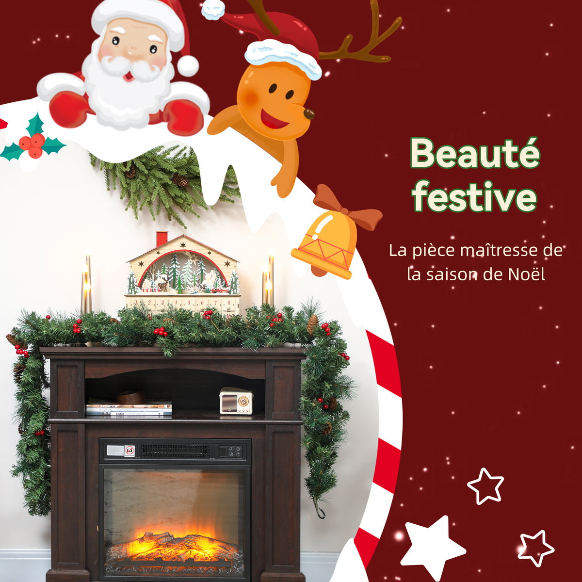 Guirlande de Noël artificielle 180 cm, décoration de Noël, 162 branches denses, pommes de pin, grappes de baies, vert-3