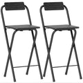 Lot de 2 tabourets de bar pliables avec dossier et repose-pieds, cadre en acier, 87 cm de haut, noir-0