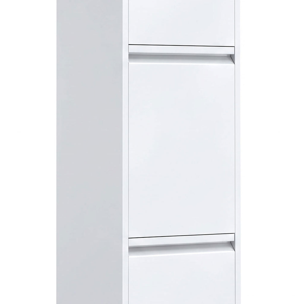 Meuble Poubelle de Tri Sélectif, Poubelle de Recyclage 30 L (2 x 15 L) avec 2 Compartiments, Fermeture Douce, Blanc-9