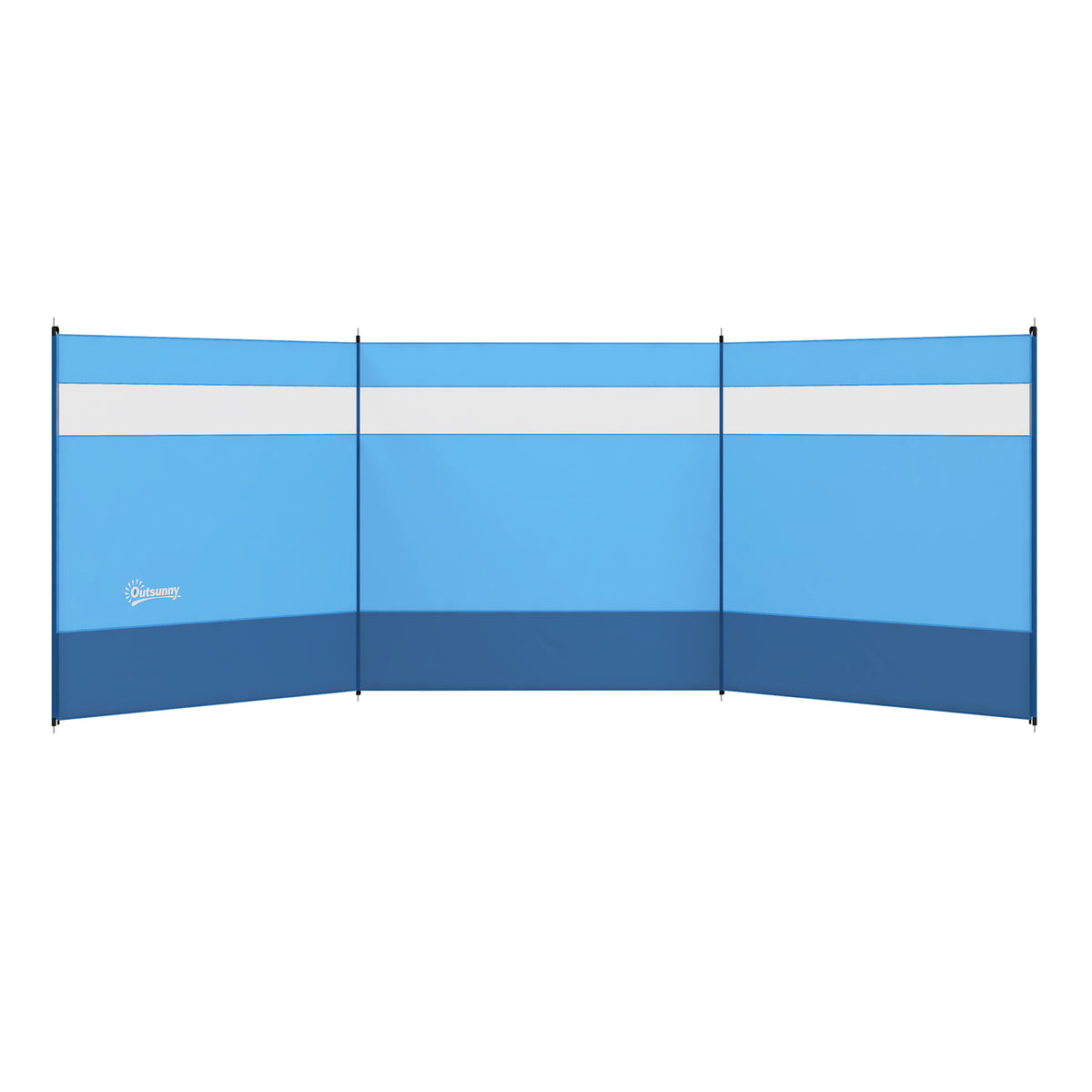 Paravent brise-vent de camping portable pliable avec sac de transport et poteaux en acier dim. 440 cm x 140 cm bleu-0
