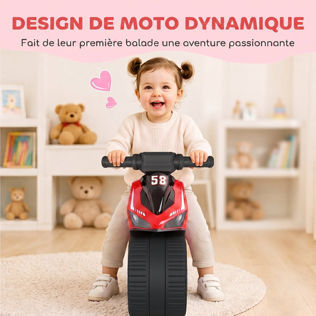 Draisienne pour Enfant, Vélo d'Équilibre avec Musique et Roues Extra-Larges, pour Filles et Garçons 18-36 Mois, Rouge-3