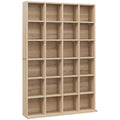 Meuble de rangement multimédia 456 CD/ 336 DVD - bibliothèque en bois avec étagères réglables 89 x 130,5 cm bois naturel-0