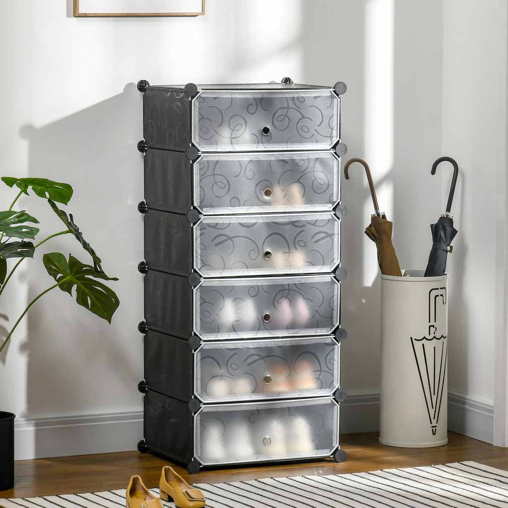 Meuble de rangement à chaussures modulable 6 cubes rectangulaires empilables - noir-8