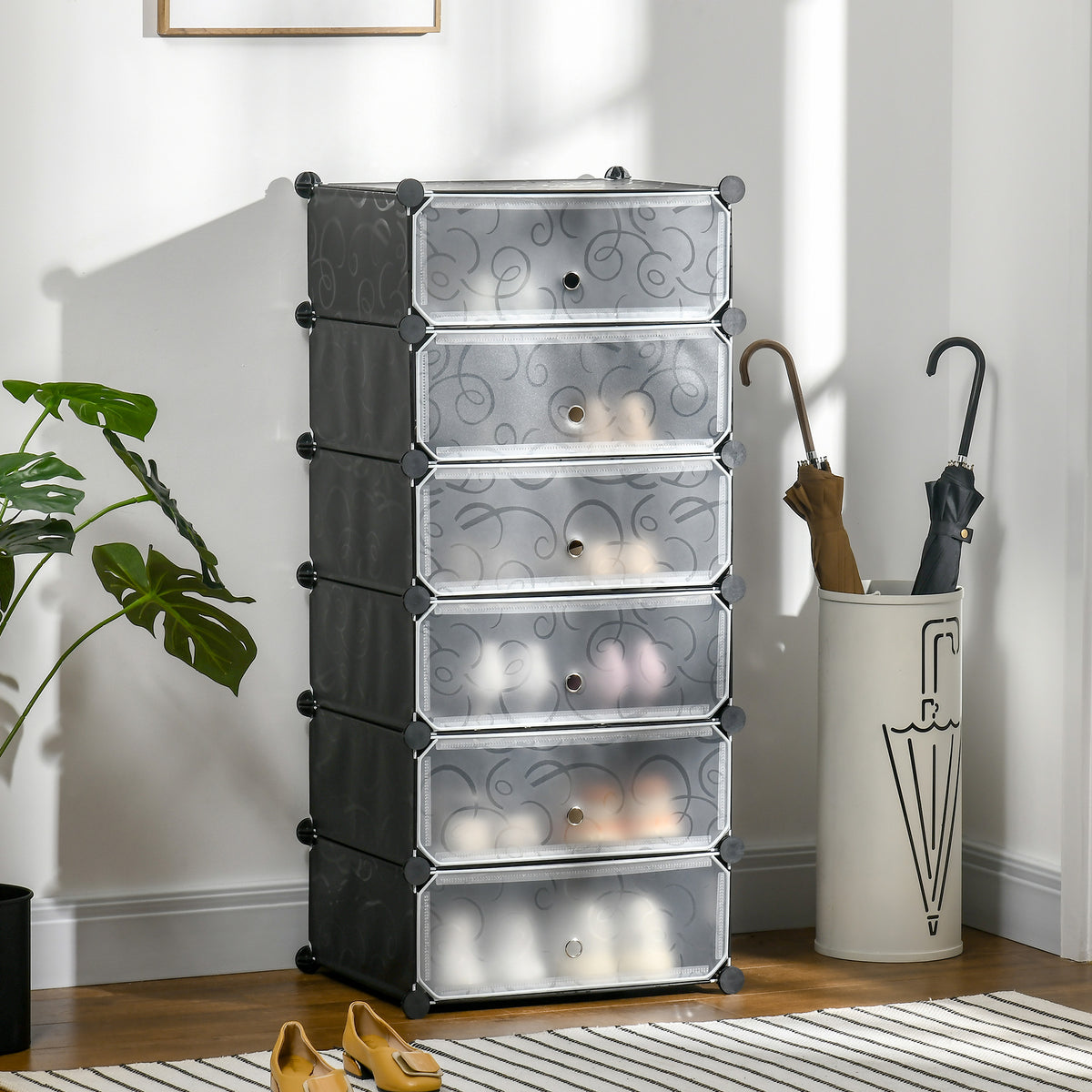 Meuble de rangement à chaussures modulable 6 cubes rectangulaires empilables - noir-8