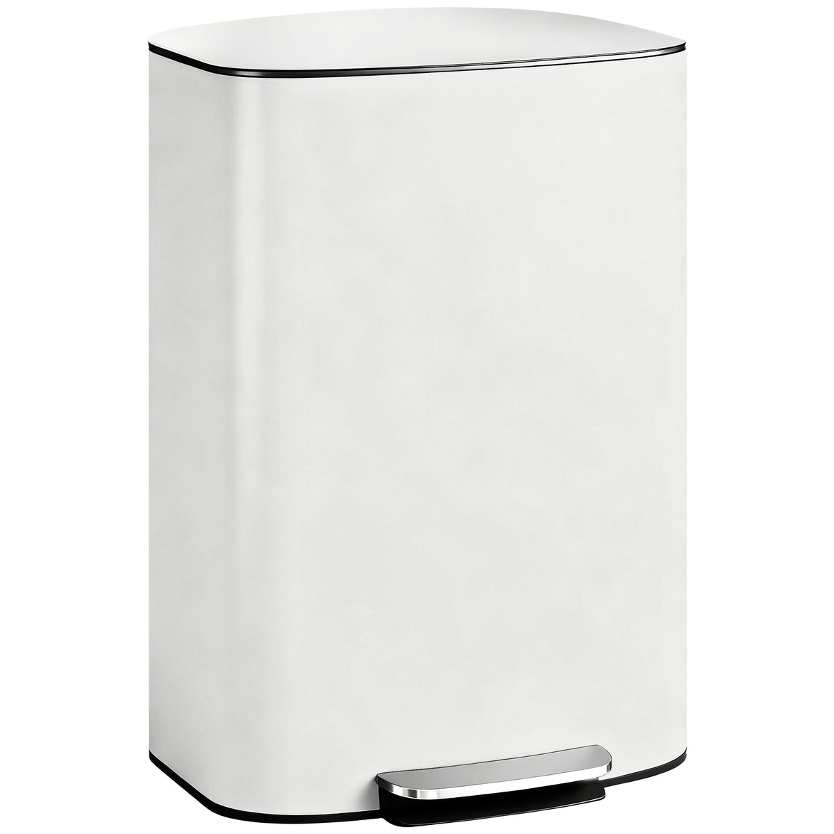 Poubelle cuisine 50L, poubelle à pédale, seau intérieur amovible, couvercle à fermeture douce, 45,1x36,5x62,6cm, crème-0