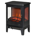 Cheminée électrique poêle Style néo-rétro 900-1800 W Simulation Flammes LED luminosité réglable Acier ABS Noir-0