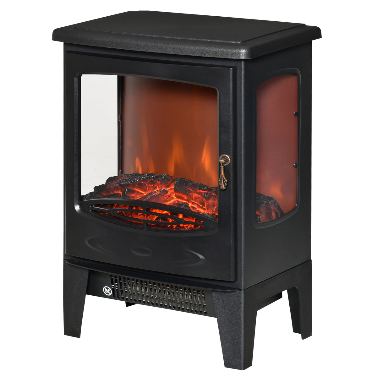 Cheminée électrique poêle Style néo-rétro 900-1800 W Simulation Flammes LED luminosité réglable Acier ABS Noir-0