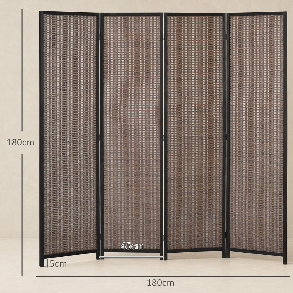 Paravent en bois séparateur de pièce closion de séparation pliable 4 panneaux 180 x 180 cm marron-2