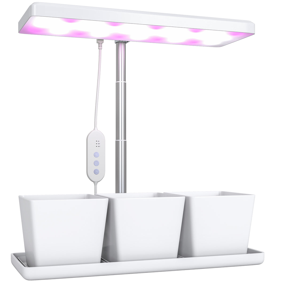 Lampe de croissance 10W lampe plante de culture LED à spectre complet avec 3 bacs à fleurs, 31,8 x 13,4 x 35,6 cm, blanc-0