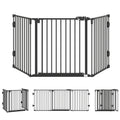 Barriere de securite chien pliable avec porte en acier 3 panneaux modulable fermeture automatique 202,5 x 2 x 76 cm noir-0