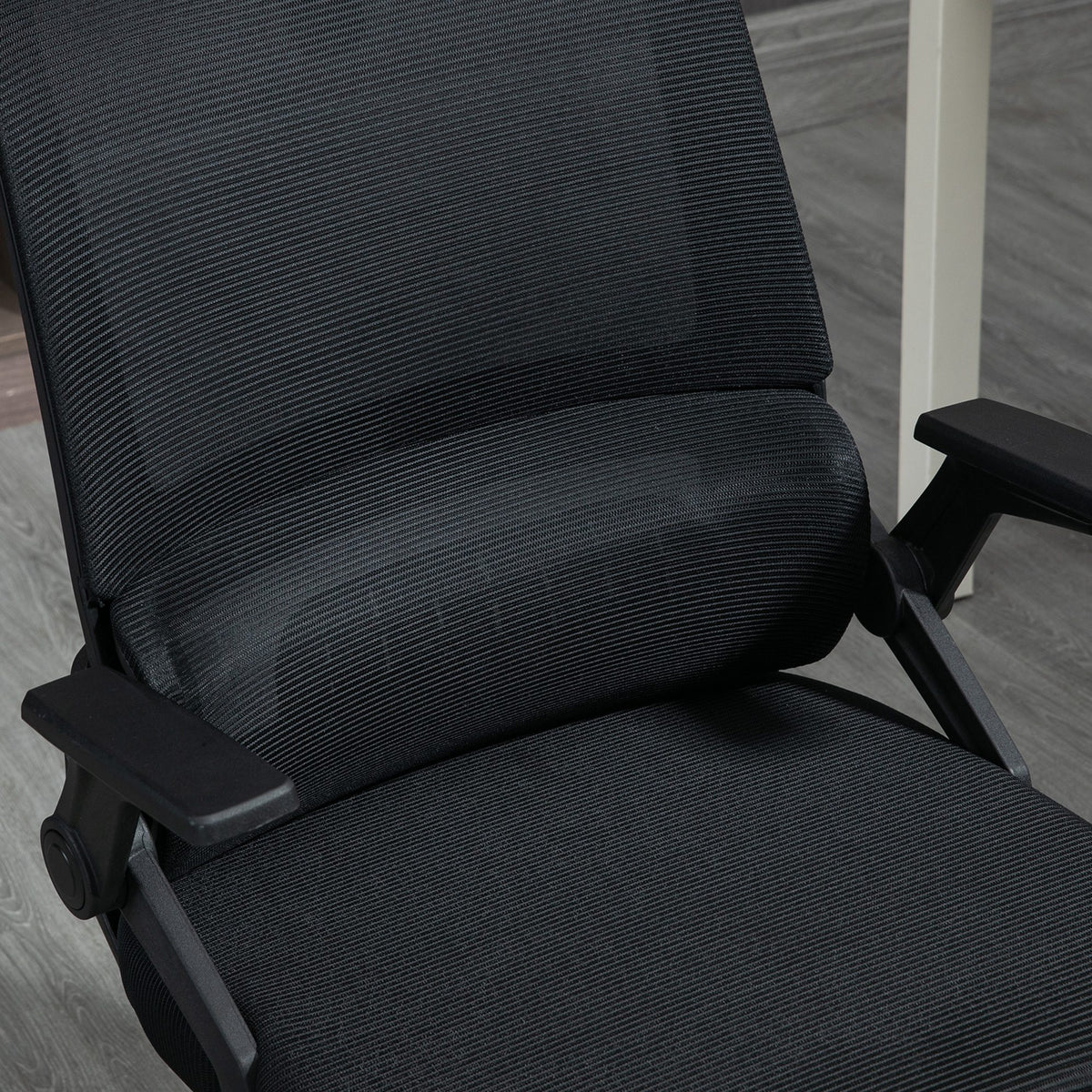 Fauteuil de bureau réglable tissu maille polyester dossier ergonomique inclinable pivotant Noir-8