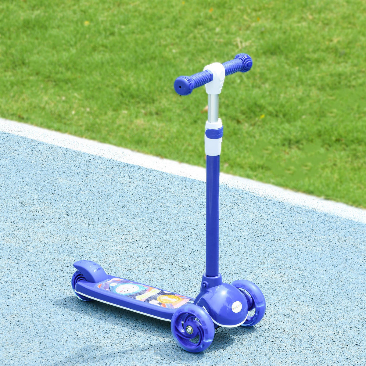 Trottinette enfant 3 Roues Lumineuses LED Hauteur Guidon réglable frein à Friction arrière de 2 à 6 ans Bleu-9
