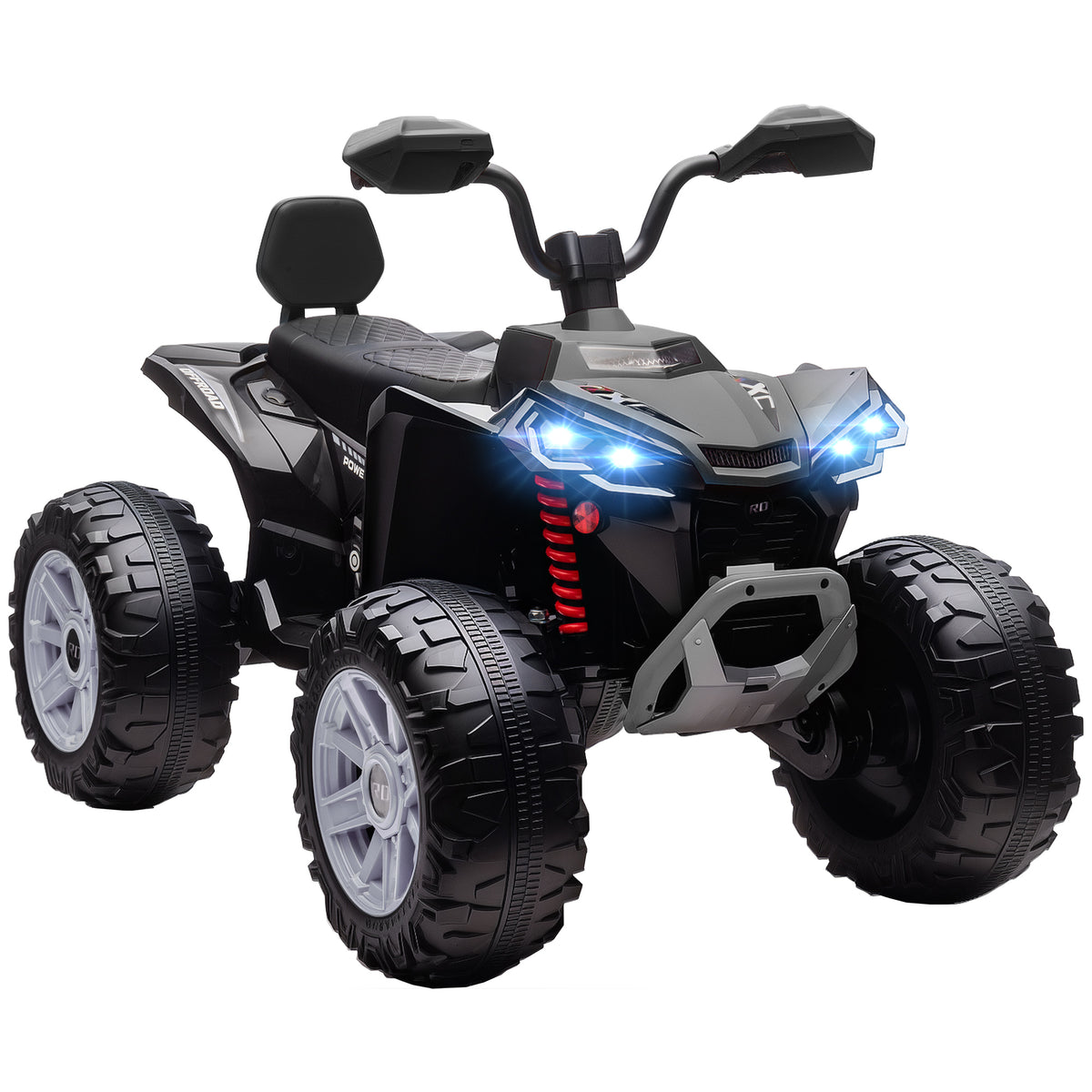 Quad électrique enfant 24V, voiture électrique enfants ATV, double moteur, phares, port USB et MP3, 109x68,5x76cm, noir-0