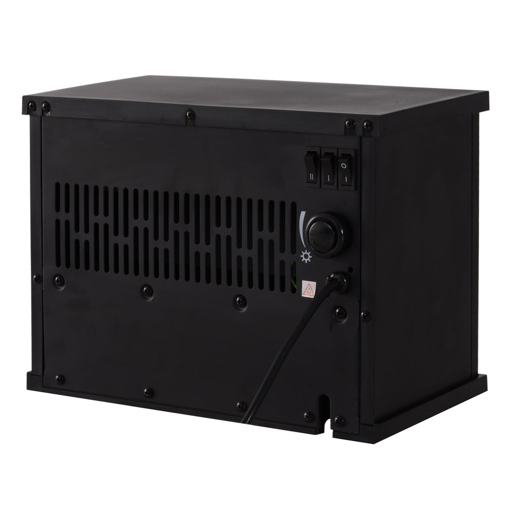 Cheminée électrique à Effet de Flamme poêle Style Contemporain Thermostat 600-1200 W Noir-3