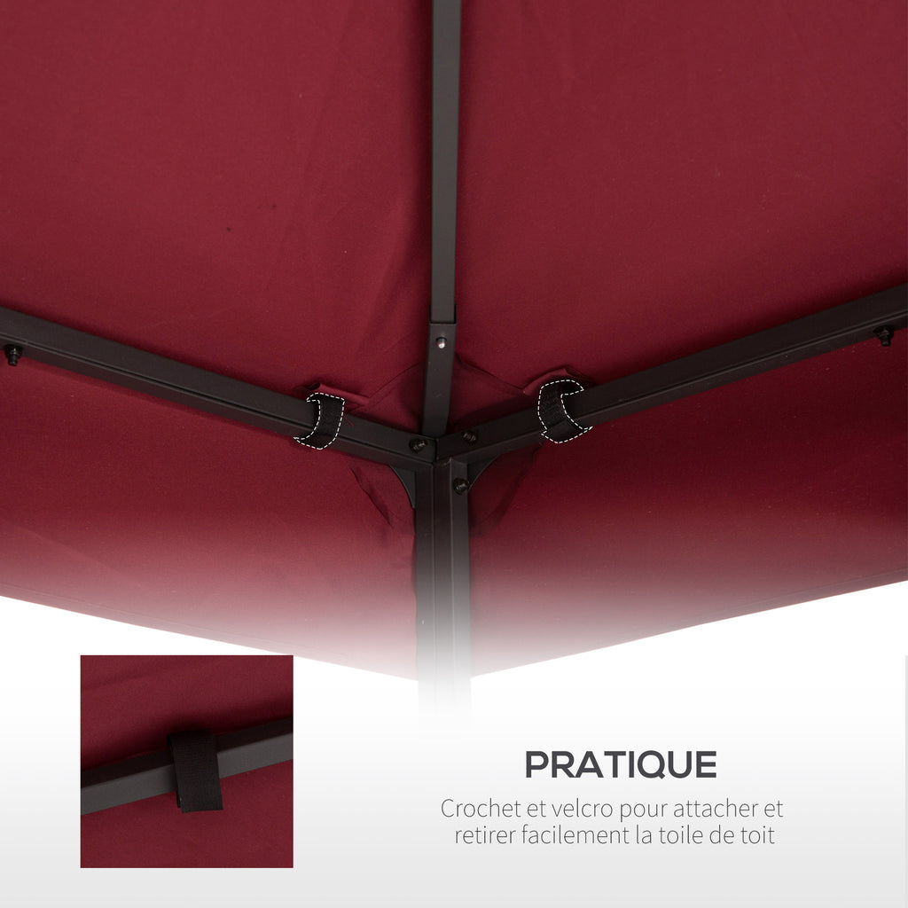 Toit de Remplacement pour pavillon de Jardin Toile de Rechange pour pavillon tonnelle Tente 3 x 3 m Rouge vineux-5