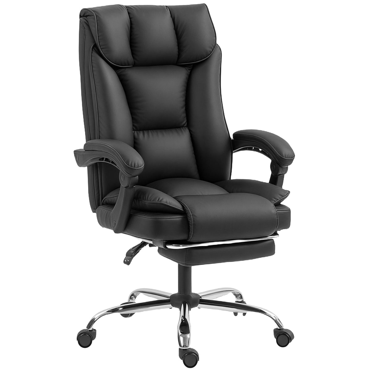 Chaise de bureau ergonomique, fauteuil de bureau inclinable avec repose-pieds, hauteur réglable, pivotante 360°, noir-0