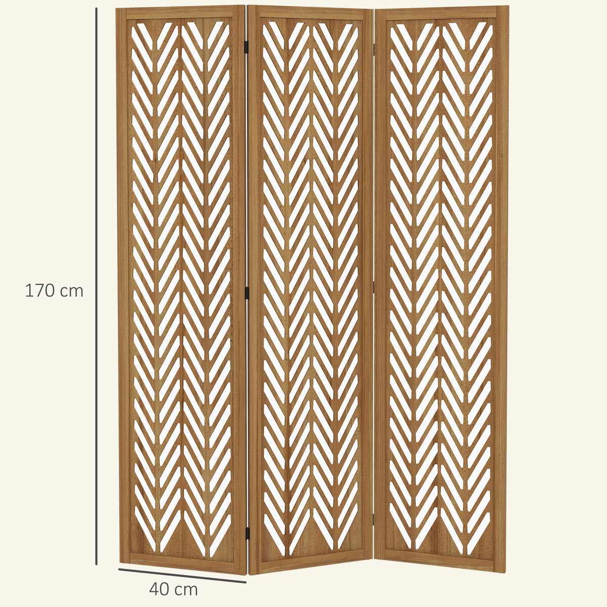 Paravent en bois ajouré séparateur de pièce closion intérieur pliable 3 panneaux en bois 120 x 170 cm naturel-2
