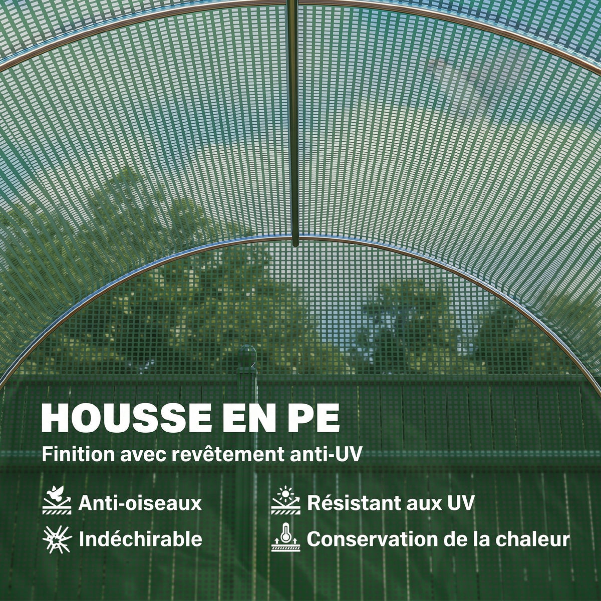 Serre de Jardin Tunnel 8 m² 4L x 2l x 1,9H m Acier galvanisé renforcé diamètre 2,4 cm + PE fenêtres Porte Vert-3