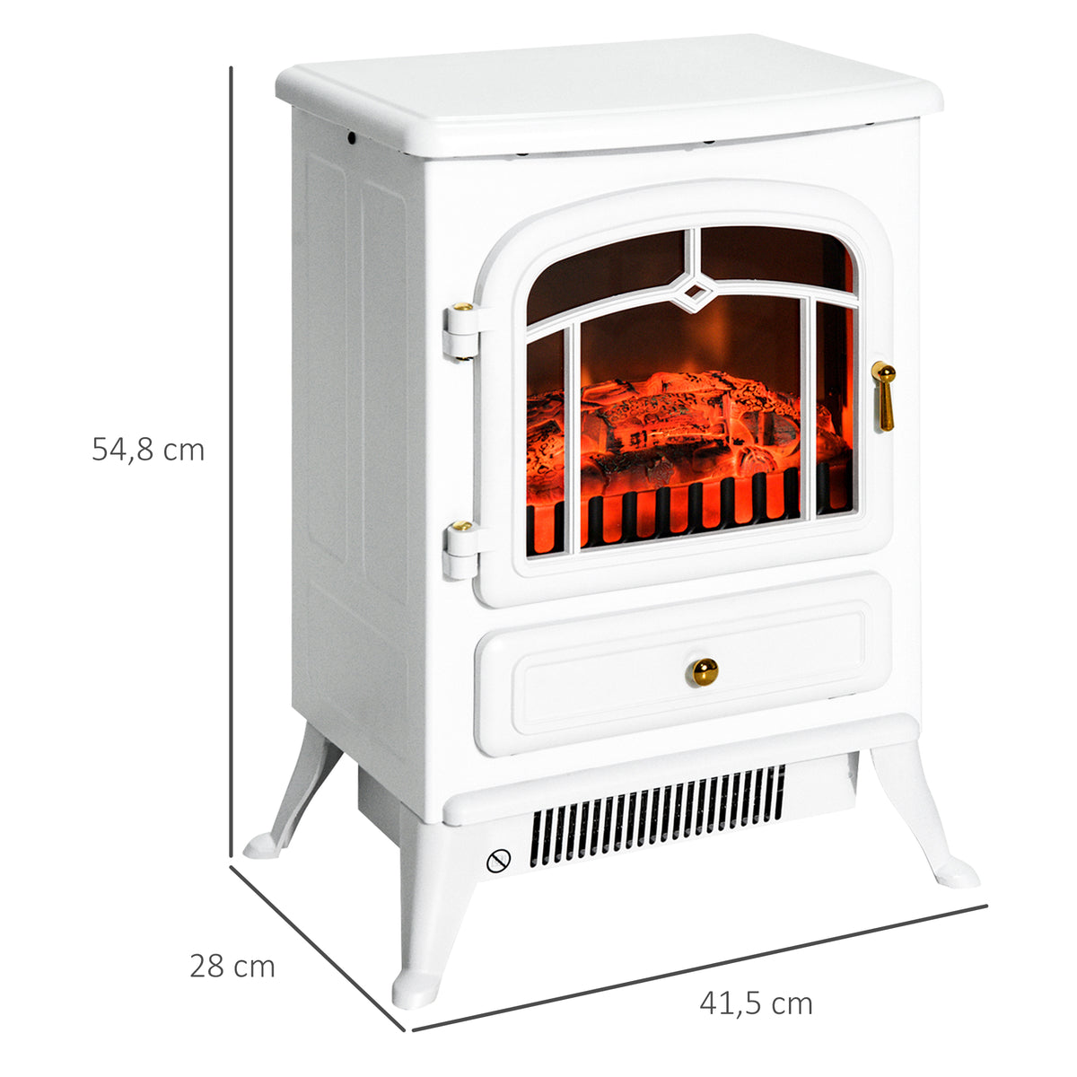 Cheminée électrique à Effet de Flamme poêle Style rétro Thermostat 950-1850 W Anti surchauffe blanc-2