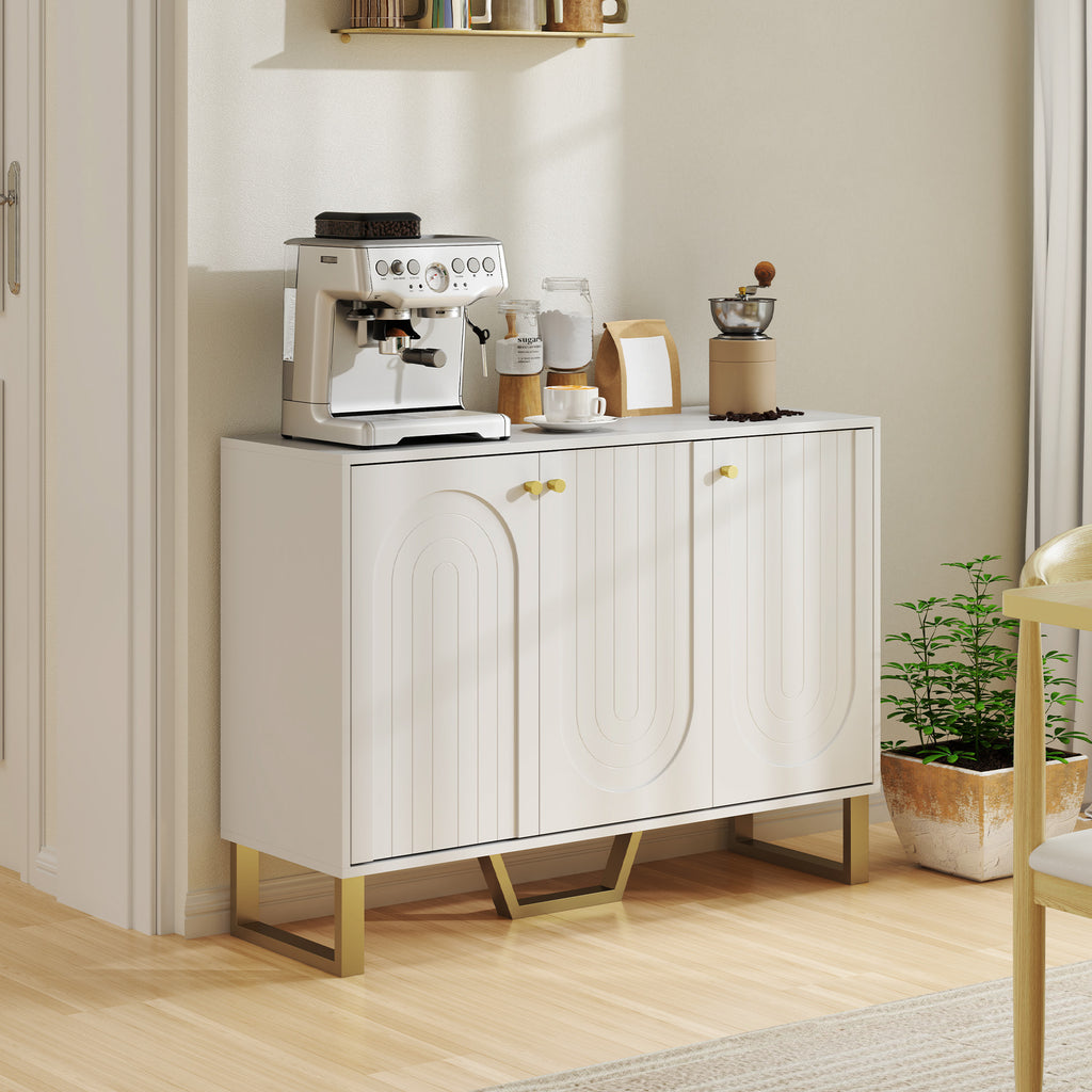 Buffet de salon avec placard à portes et étagère réglable, 106,5 x 35 x 77,5 cm, blanc-8