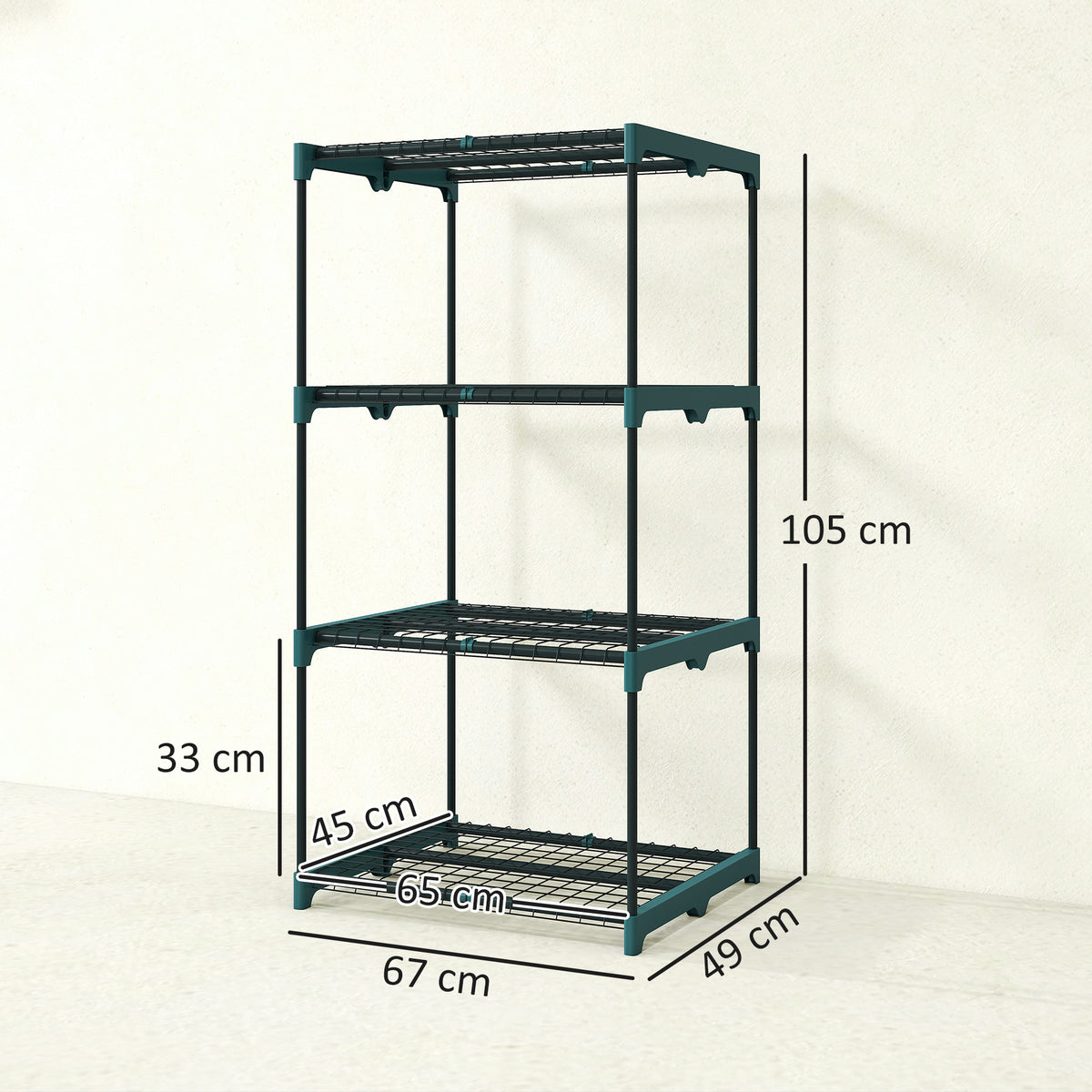 Étagère à fleurs en acier 4 niveaux intérieur et extérieur support de plantes pour jardin balcon salon 67x49x105cm vert-2
