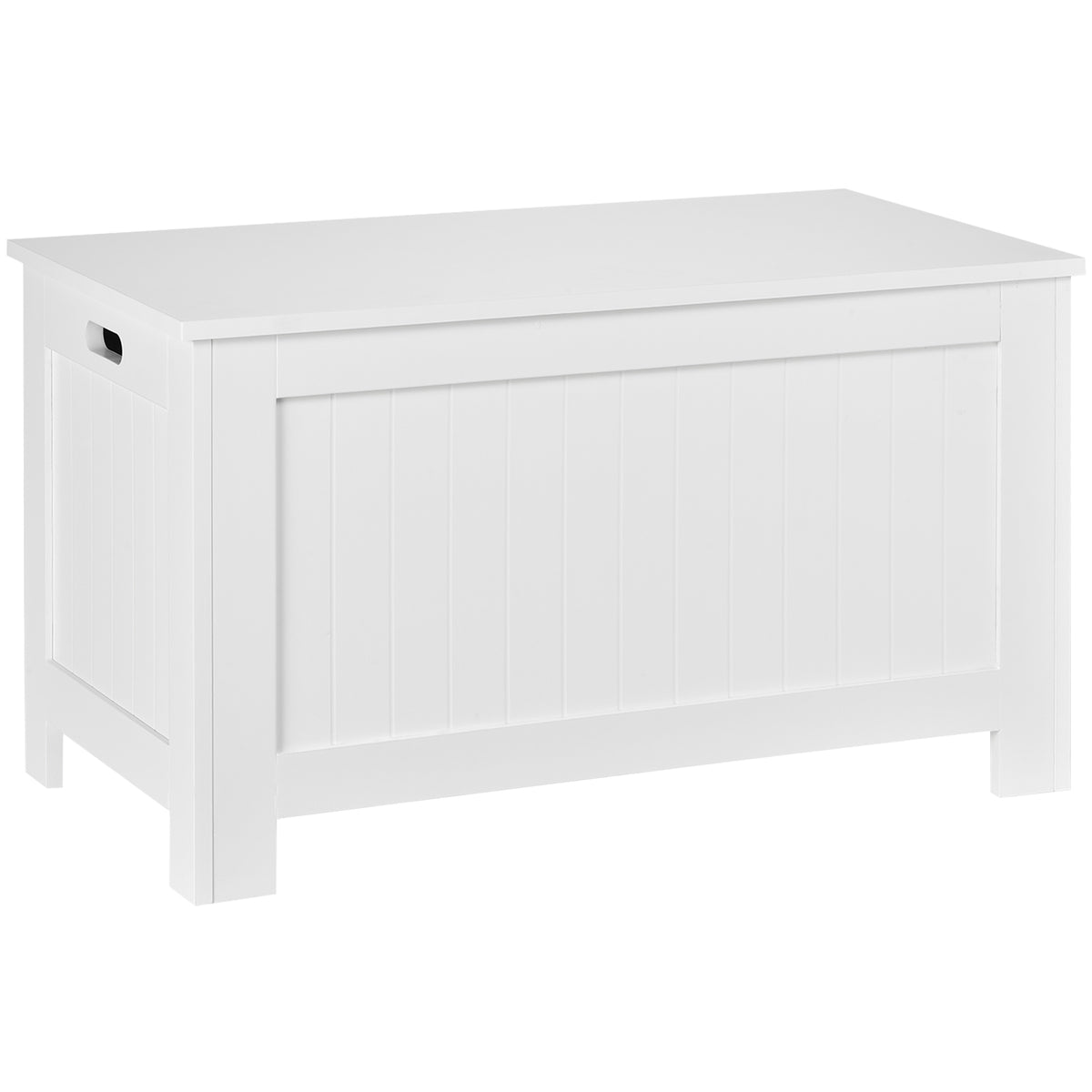 Coffre de Rangement avec Charnières de Sécurité, Boîte de Rangement en Bois, Coffre à Jouets avec Couvercle-0