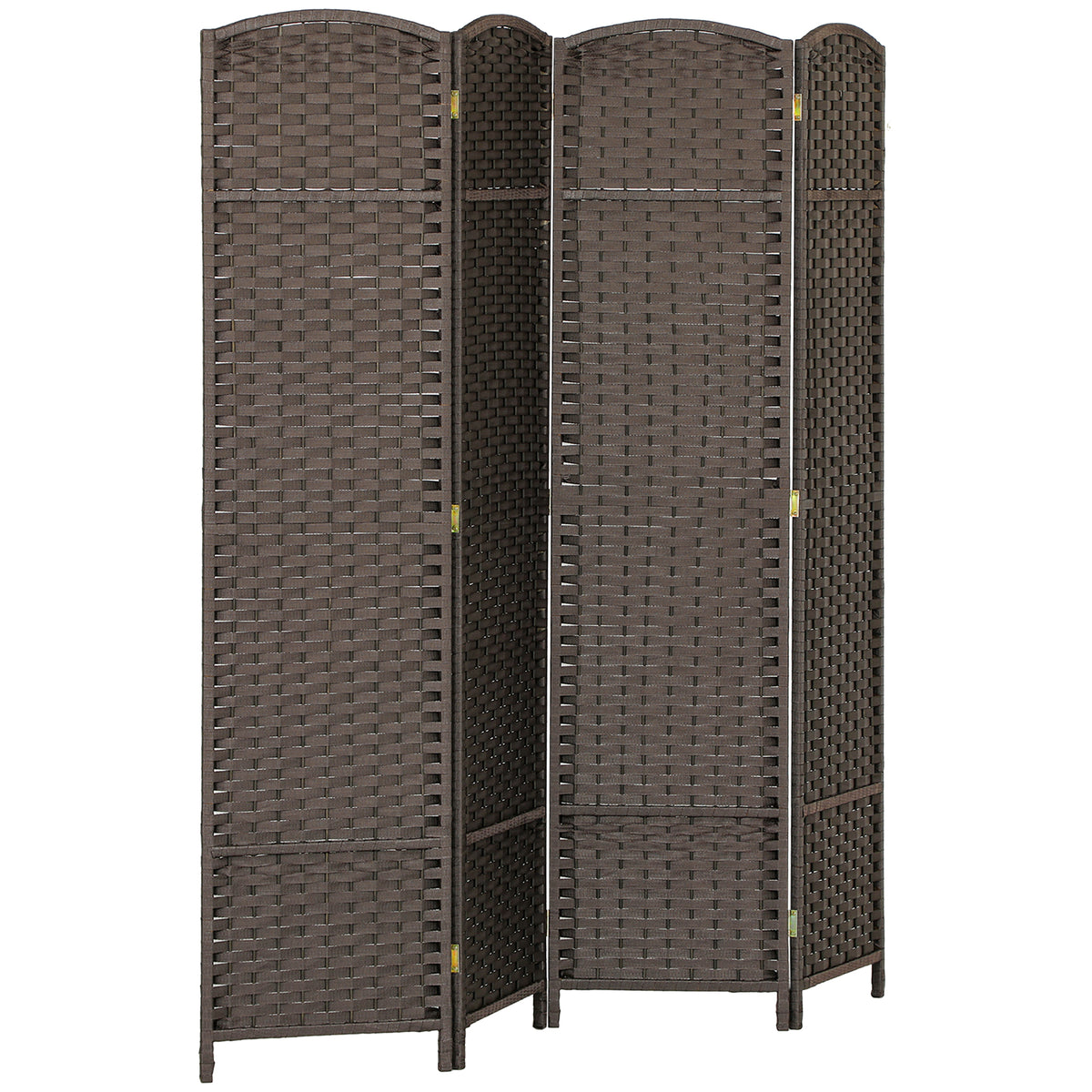 Paravent interieur en bois 4 panneaux 160 x 170 cm séparateur de pièce pliable pour salon, chambre à coucher, marron-0