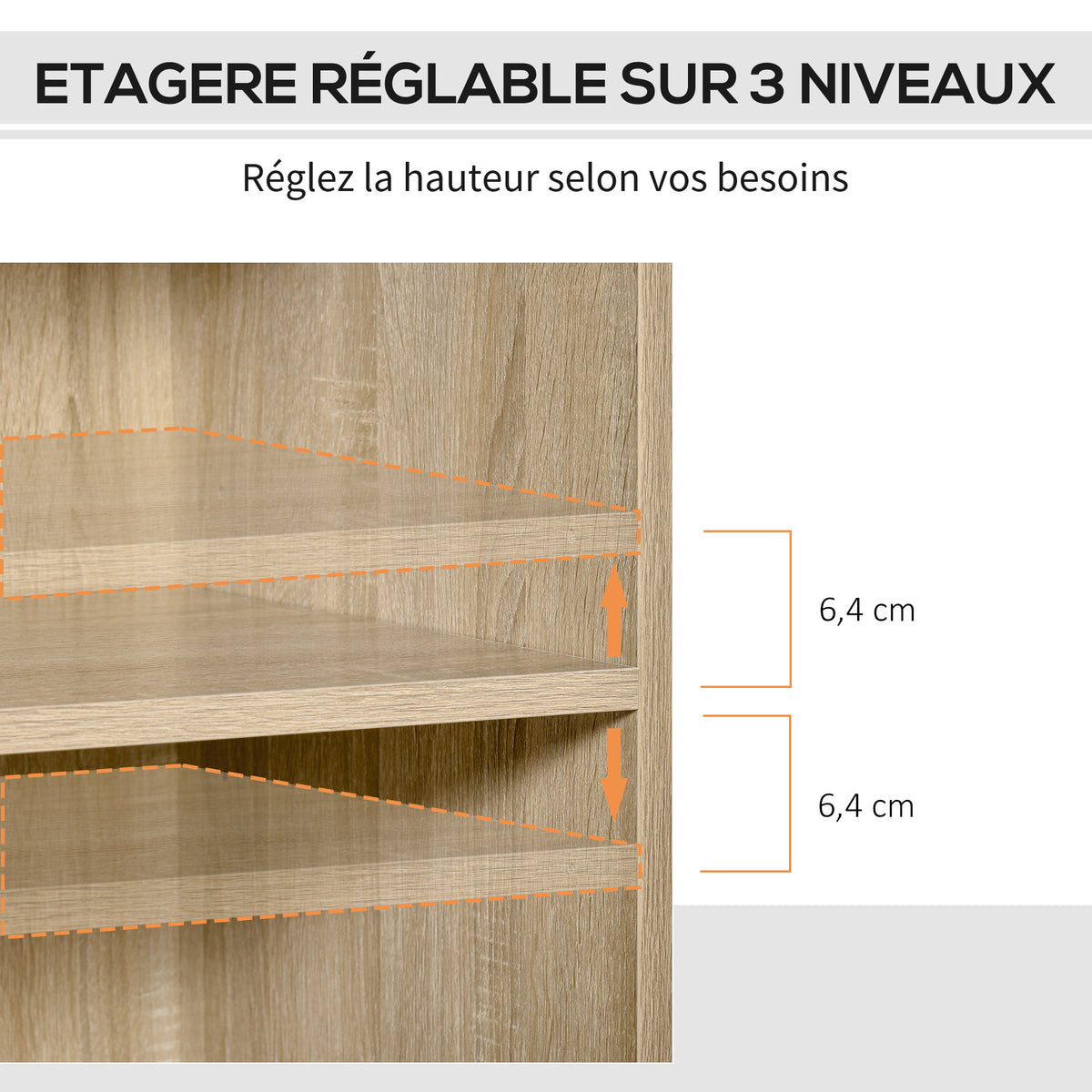 Support d'imprimante - Caisson d'organisation de Bureau Roulant - Dim. 80l x 40P x 72H cm en Bois Chêne clair-4
