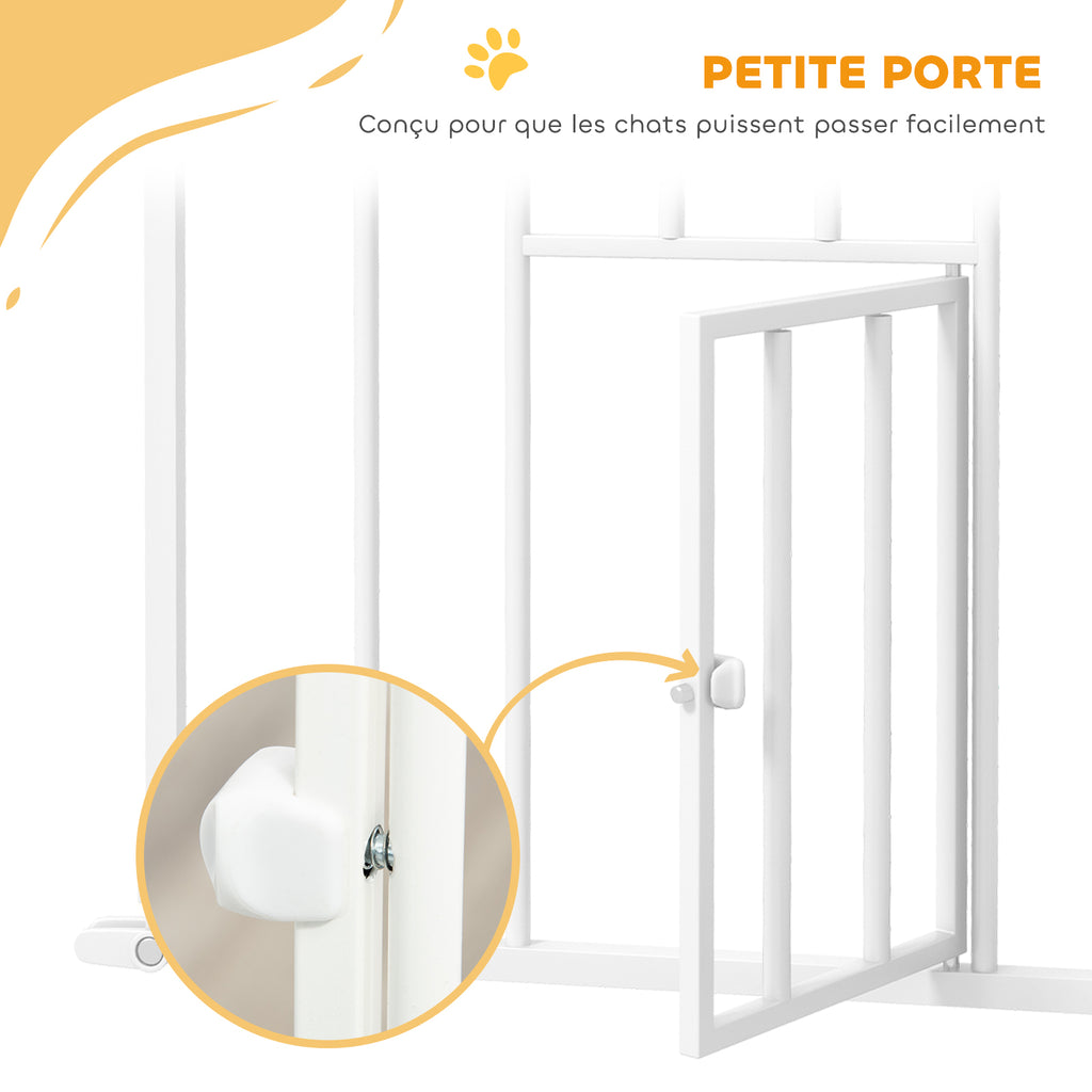 Barrière de sécurité animaux de 104,1H cm avec porte fermeture automatique système de double verrouillage blanc-6