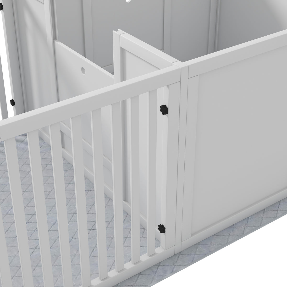 Boîte de mise bas pour chiens et chiots, parc de mise bas pour chiens porte à hauteur réglable 166 x 80 x 50 cm, blanc-7