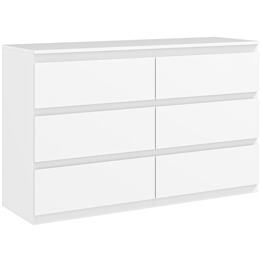 Commode 6 tiroirs meuble de rangement sans poignées design minimaliste 120 x 39 x 75 cm blanc-0