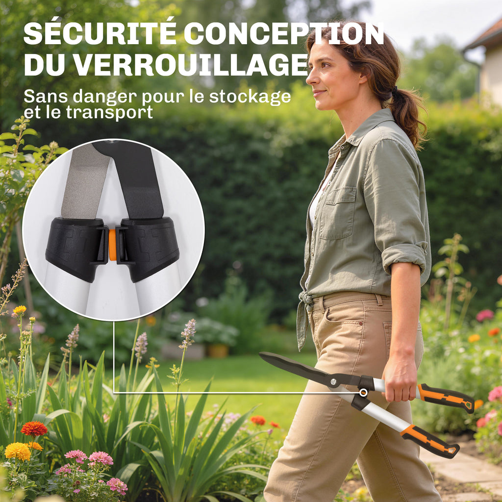 Ensemble de 4 cisailles de jardin avec taille-haies, ébrancheurs, sécateurs et scie pliable, poignée en aluminium-6