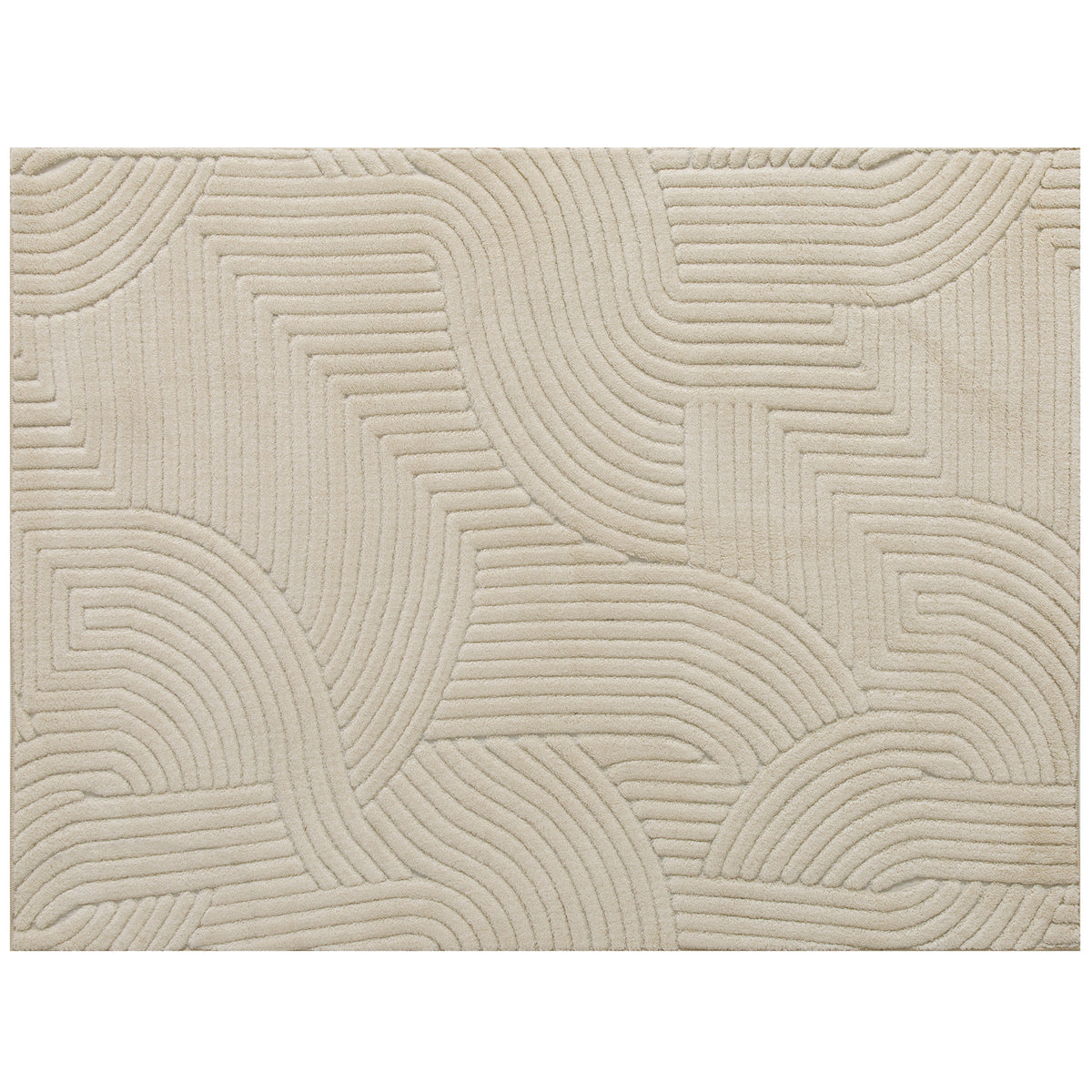 Tapis salon 230 x 160 cm, tapis à poils épais géométrique, moelleux et antidérapant, crème-0