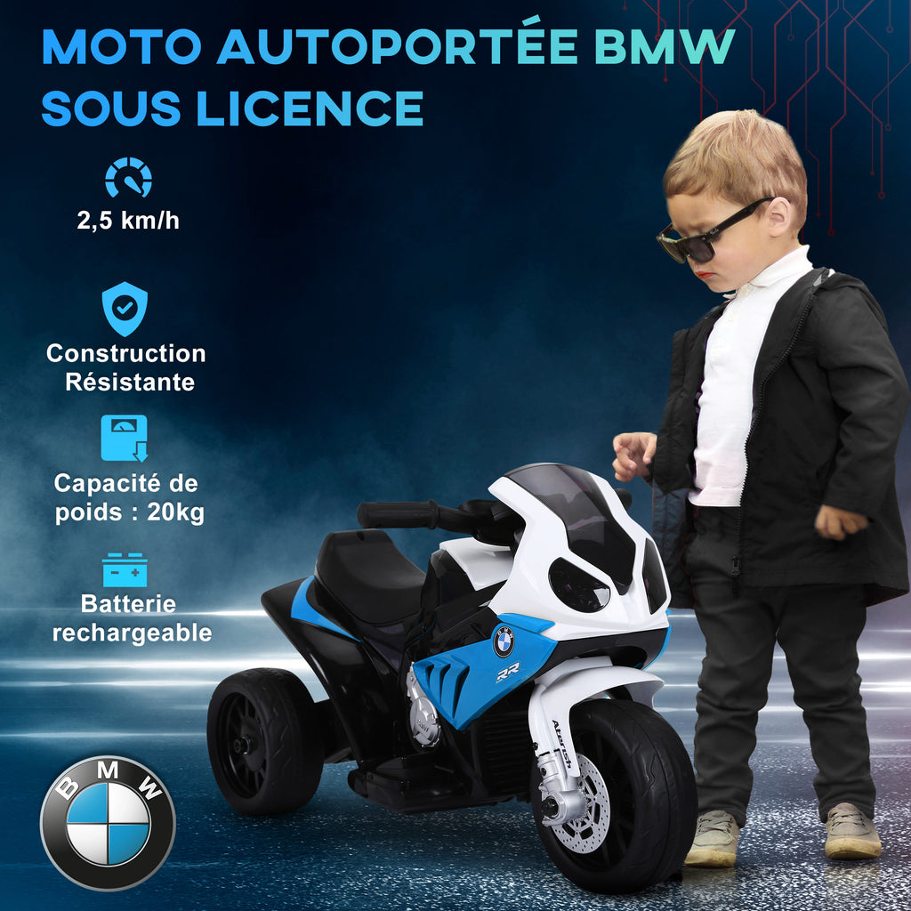 Moto électrique pour enfants 3 roues 6V 2,5 Km/h effets lumineux et sonores charge max. 20 kg BMW S1000 RR bleu-4