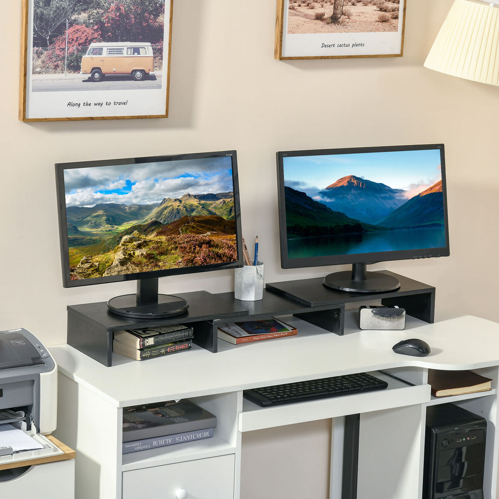 Rehausseur écran PC extensible, longueur réglable de 80-117 cm, pour ordinateur portable, ordinateur, PC, noir-1