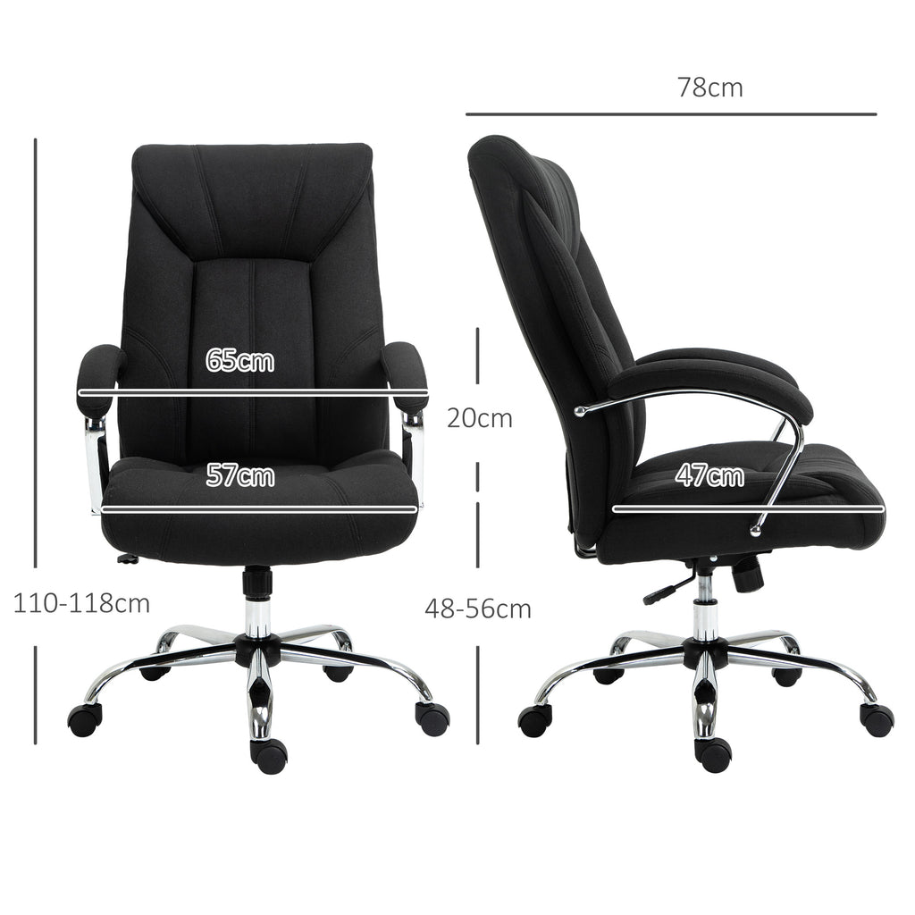 Fauteuil de bureau, chaise de bureau ergonomique, hauteur réglable, dossier haut, fonction de bascule, 65x78x118cm, noir-2