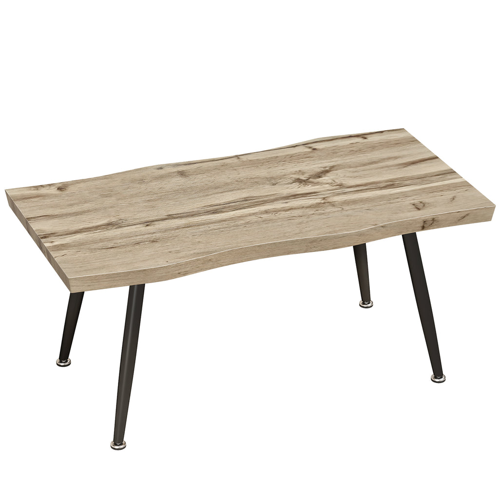 Table basse, table d'appoint moderne avec pieds en acier et plateau épais de 4 cm, 100 x 50 x 45 cm, chêne et noir-0