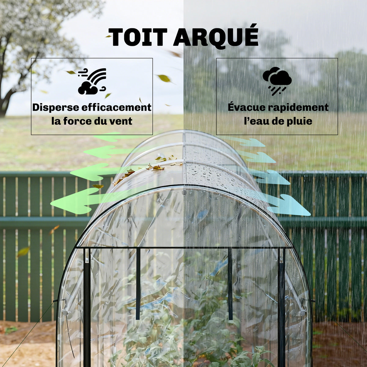 Serre tunnel de jardin 3 m², serre de jardin, cadre en acier galvanisé, 8 portes roulantes, 295x100x197cm, transparent-6