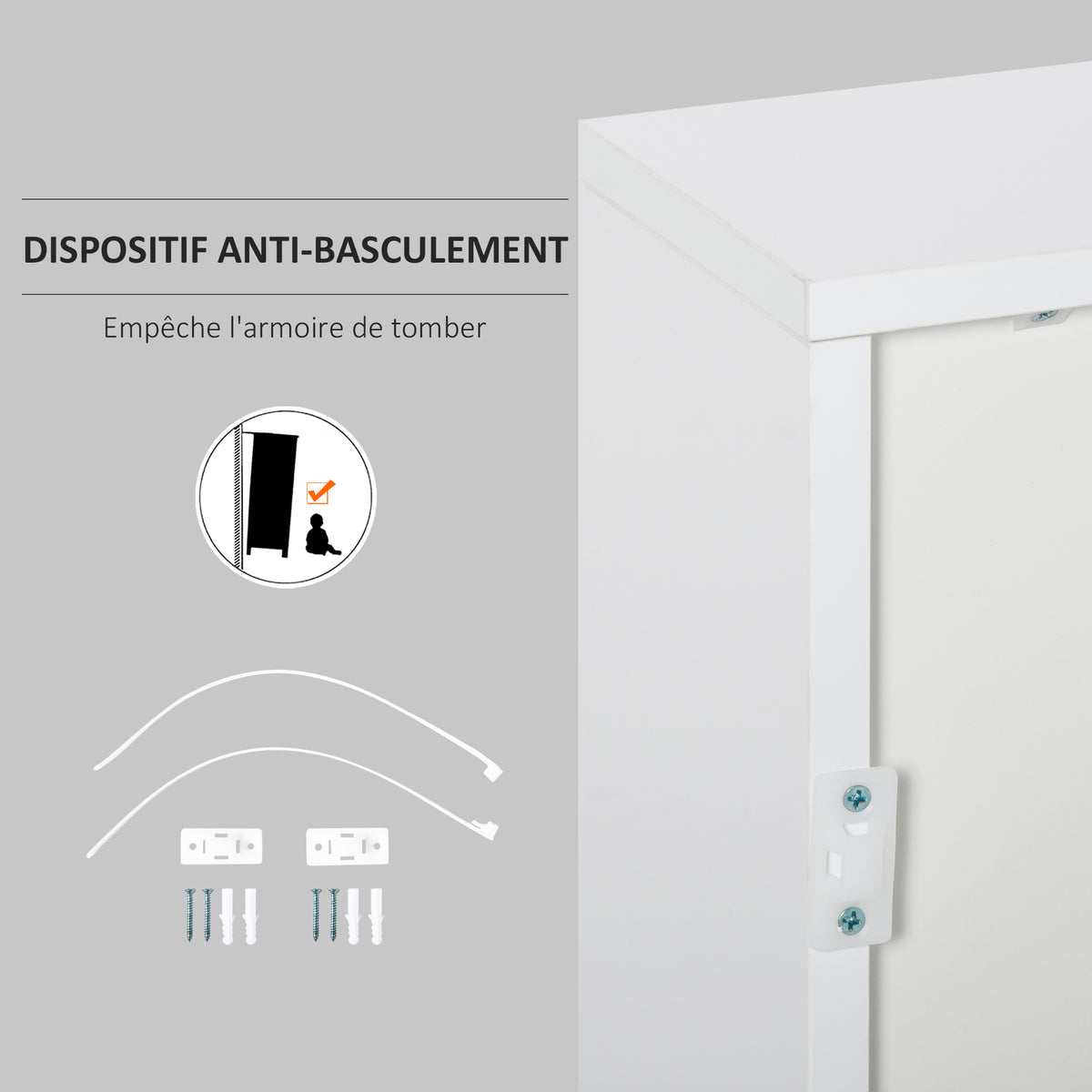 Meuble rangement buffet commode armoire 2 tiroirs 2 placards portes, étagères chambre, 79x36x74cm blanc-6
