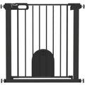 Barrière de sécurité animaux avec porte fermeture automatique système de double verrouillage, acier noir-0