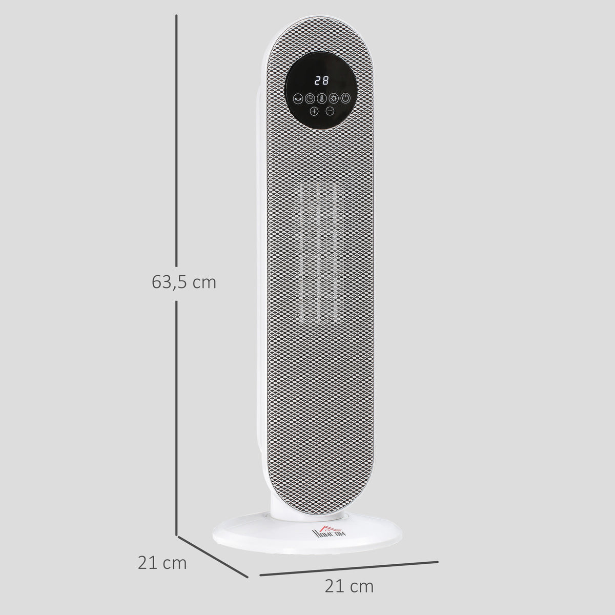 Chauffage d'appoint Radiateur soufflant Radiateur céramique oscillant 15-40°C avec Télécommande 1300/2000W, 21 x 21 x 63,5 cm-2