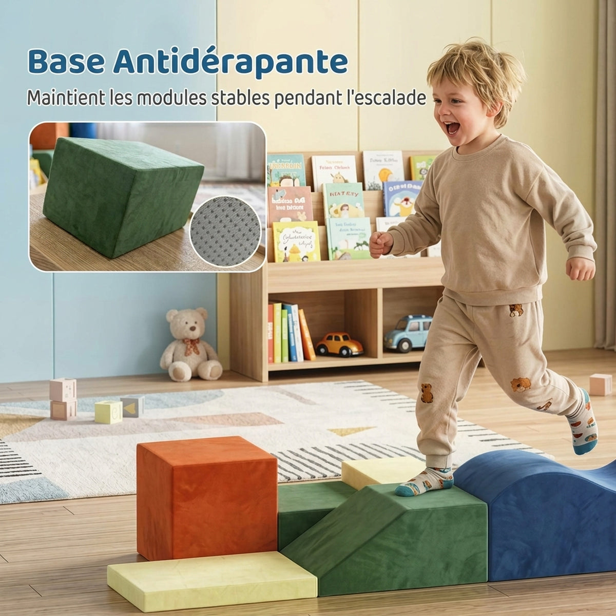Parcours Motricité Bébé 6PCS, Module Motricité Bébé en Mousse, Housse en Velours, Base Antidérapante, Multicolore-6