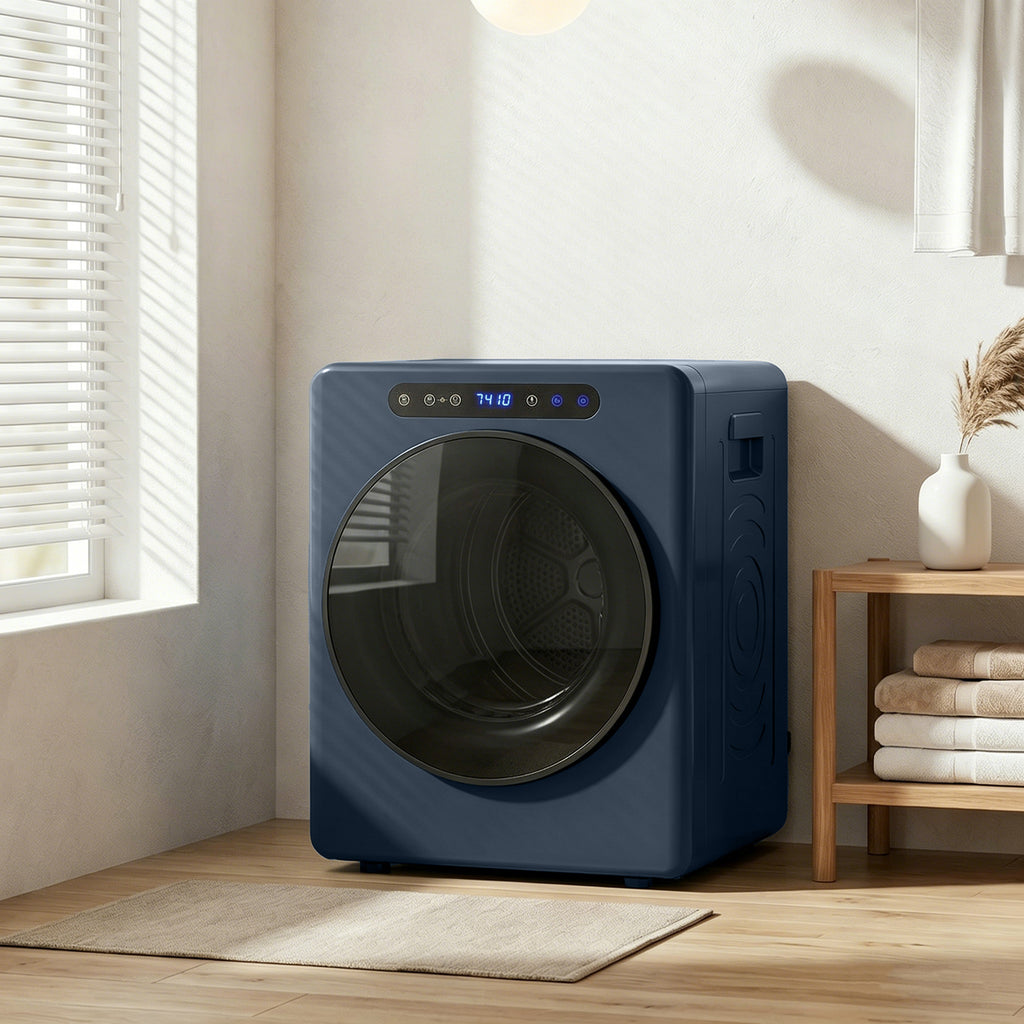 Sèche linge à évacuation, sèche-linge électrique 1000 W 3 Kg, modes Extra Dry et ECO, minuterie, acier inoxydable, bleu-1