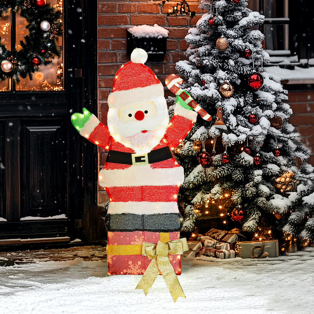 Père Noël lumineux de 90 cm avec 97 LED blanc chaud, décoration de Noël pour intérieur et extérieur-9