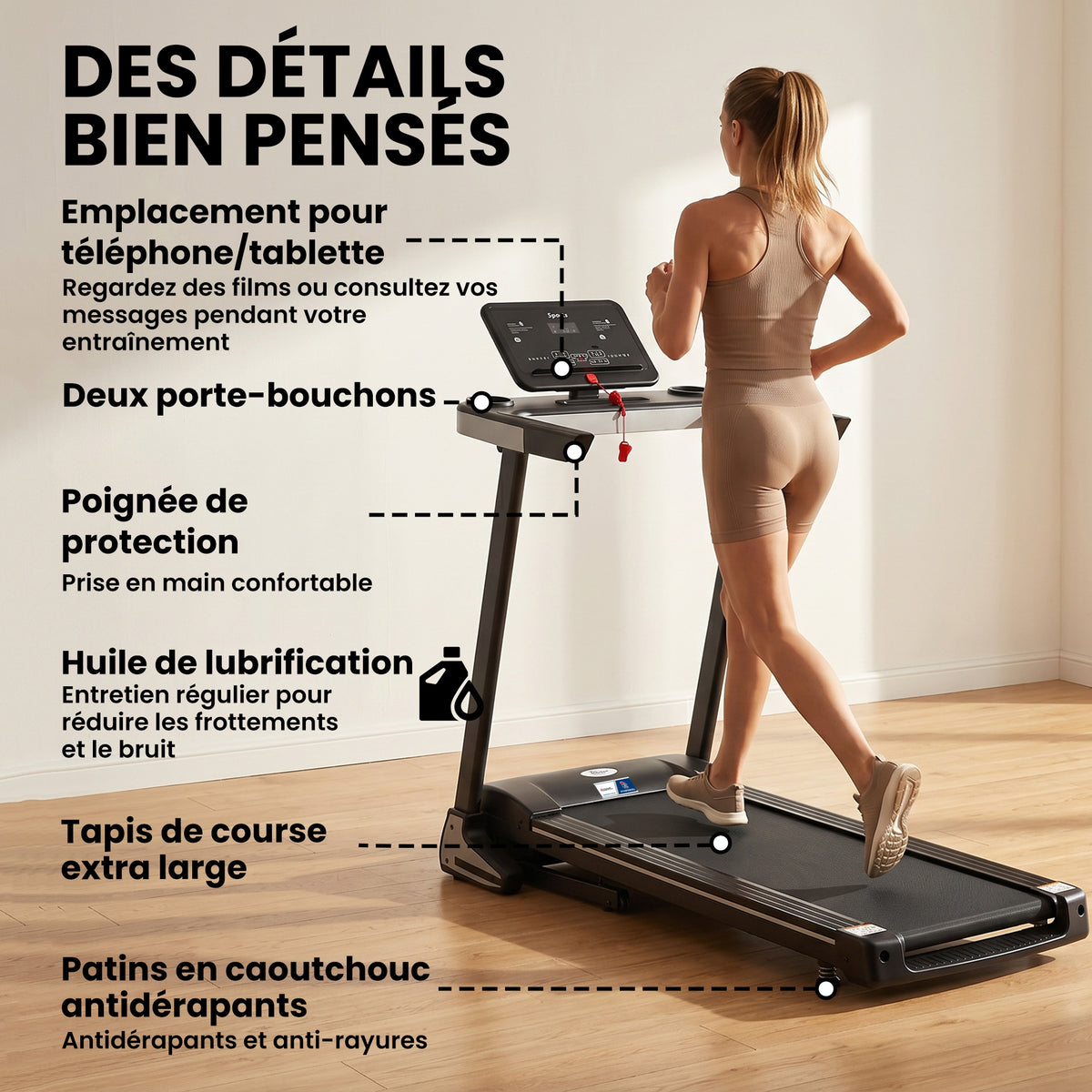 Tapis de Course Electrique Pliable - Tapis Roulant 1-12 Km/h 500 W écran LCD 12 programmes Noir-6