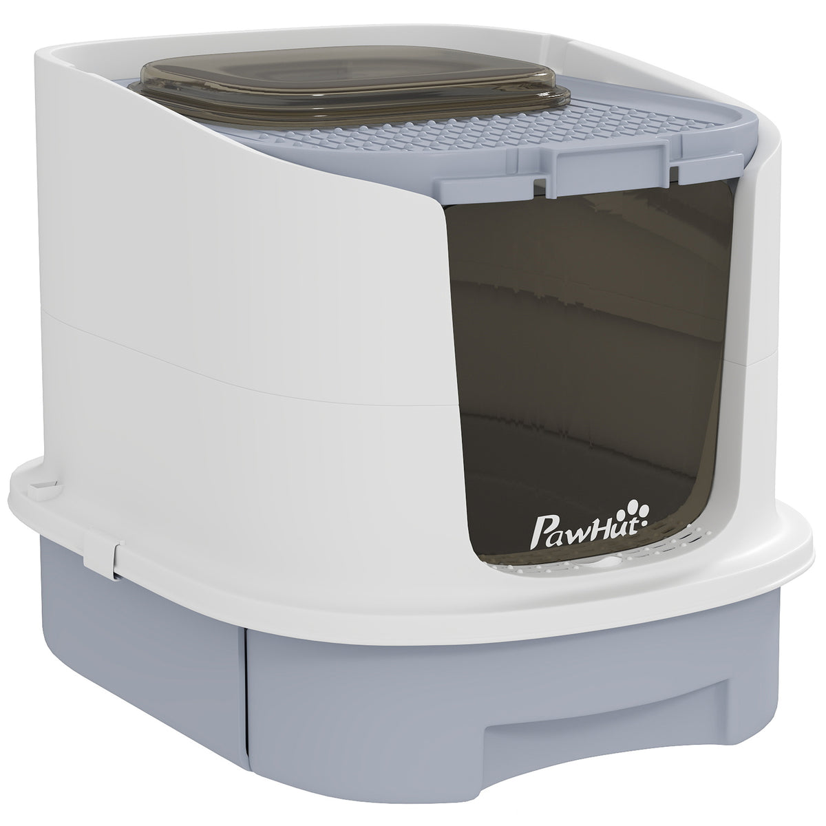 Maison de toilette pour chat bac à litière fermé chat avec porte translucide pelle incluse 40,5 x 52,5 x 42,5 cm gris-0