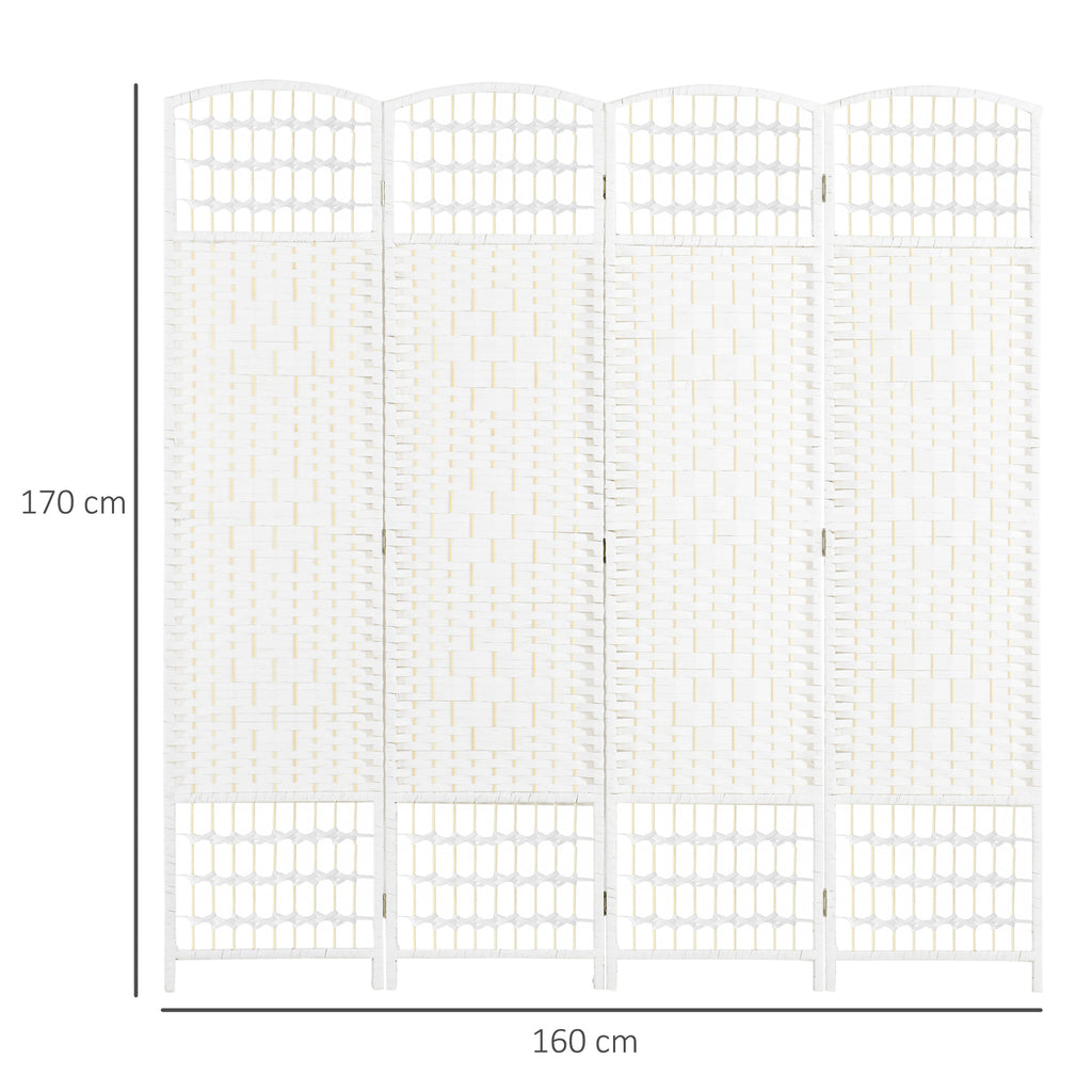 Paravent intérieur en bois séparateur de pièce cloison pliable 4 panneaux 160 x 170 cm blanc-2