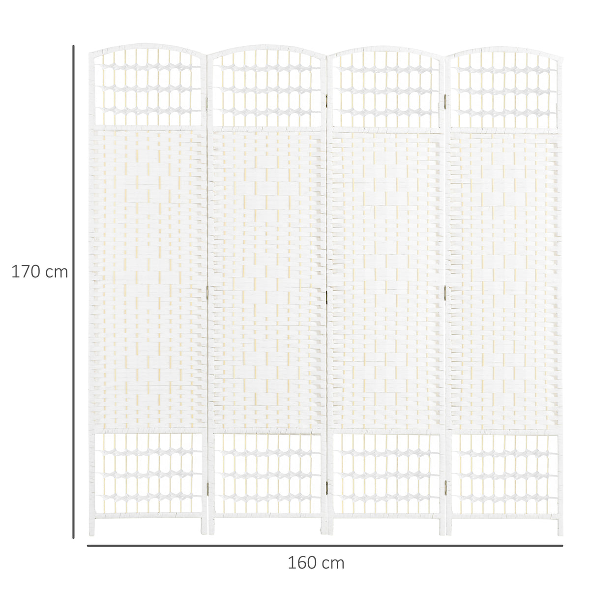 Paravent intérieur en bois séparateur de pièce cloison pliable 4 panneaux 160 x 170 cm blanc-2