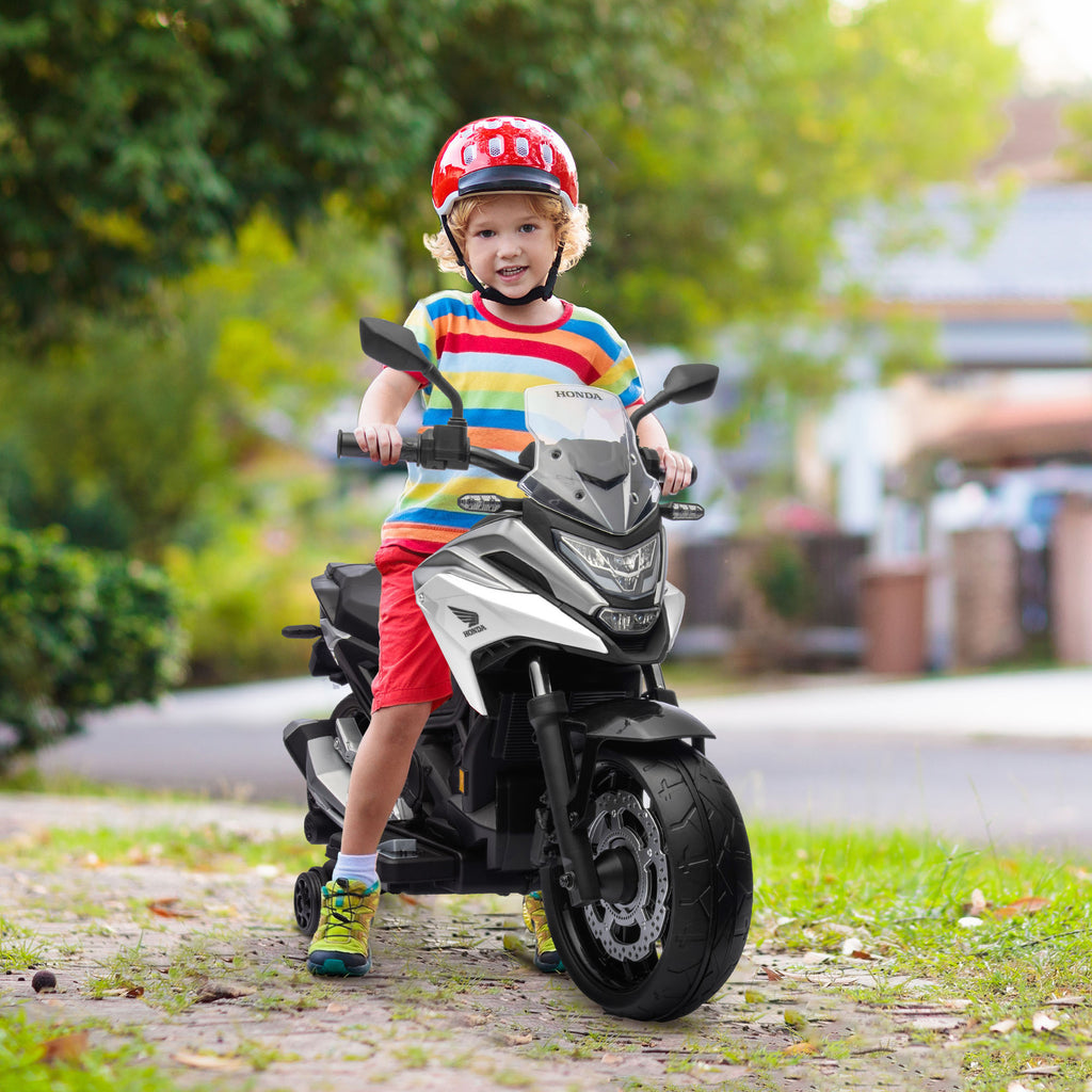 Moto électrique pour enfants moto porteur Honda pour enfants 3 à 6 ans avec musique, phares blanc-9